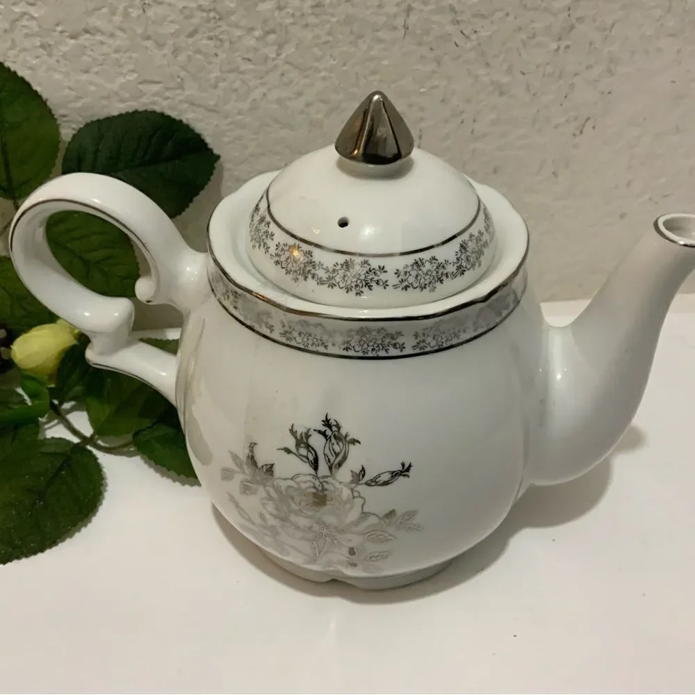 VTG Norcrest Fine 25th Anniversary Chatillon Fine Tea Pot China Silver Muscial
